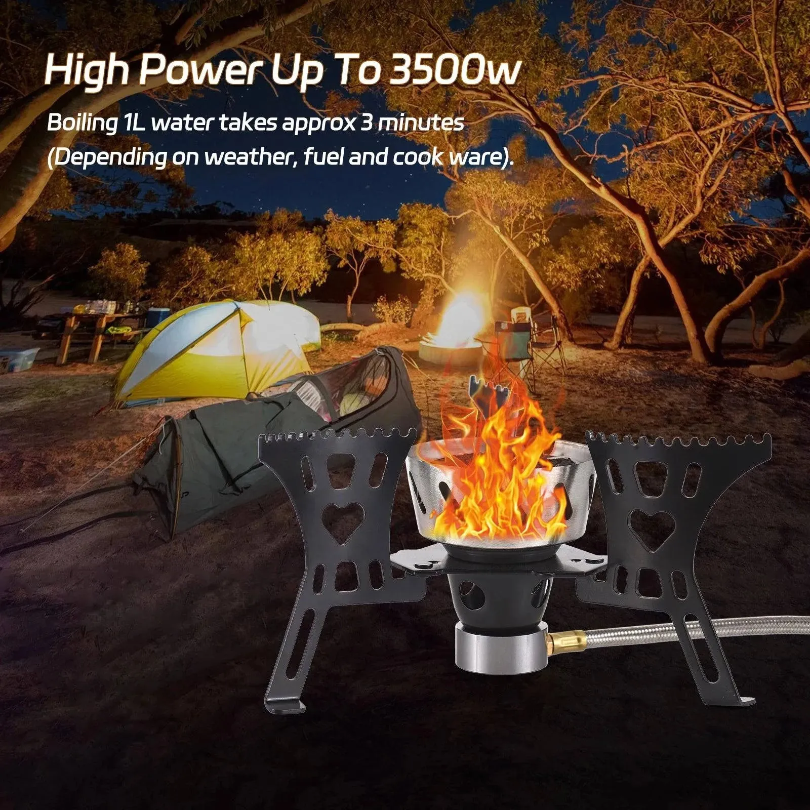 3500W Camping Stove High-Altitude Infrared Portable Gas Stove With Ignition Button for Outdoor Hiking Lightweight and Foldable