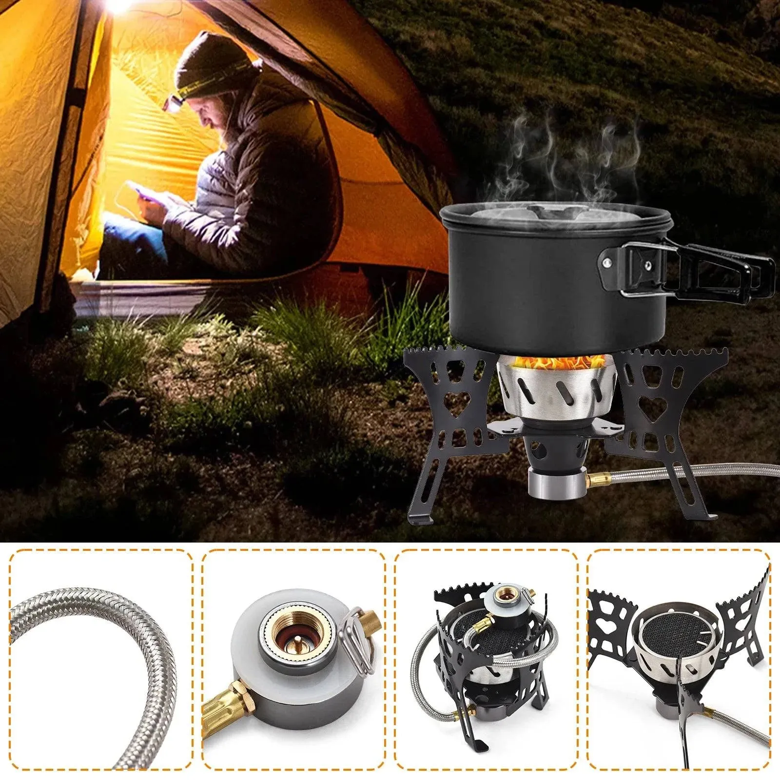 3500W Camping Stove High-Altitude Infrared Portable Gas Stove With Ignition Button for Outdoor Hiking Lightweight and Foldable