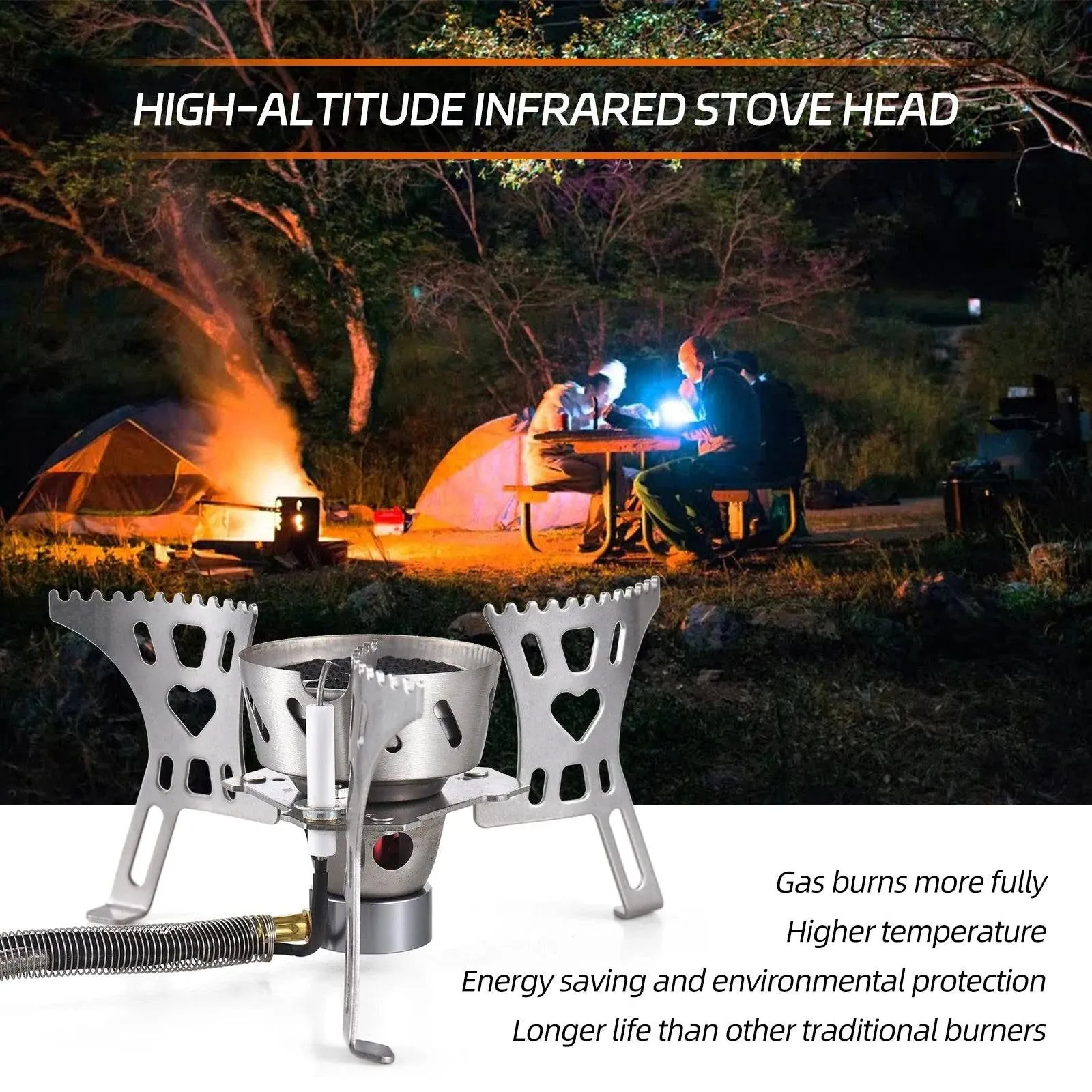 3500W Camping Stove High-Altitude Infrared Portable Gas Stove With Ignition Button for Outdoor Hiking Lightweight and Foldable