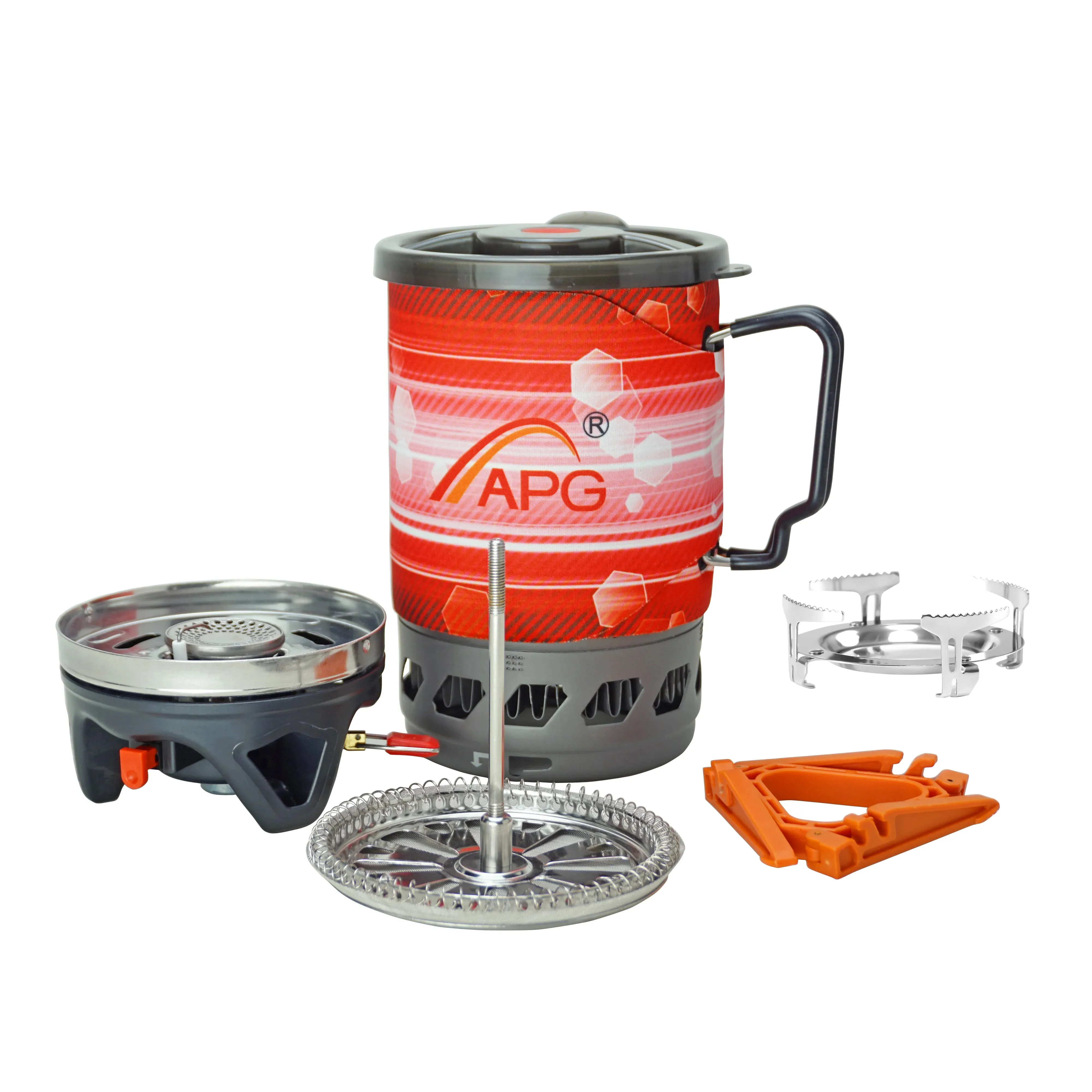 APG Outdoor Portable Cooking System Hiking Camping Stove Heat Exchanger Pot Propane Gas Burners