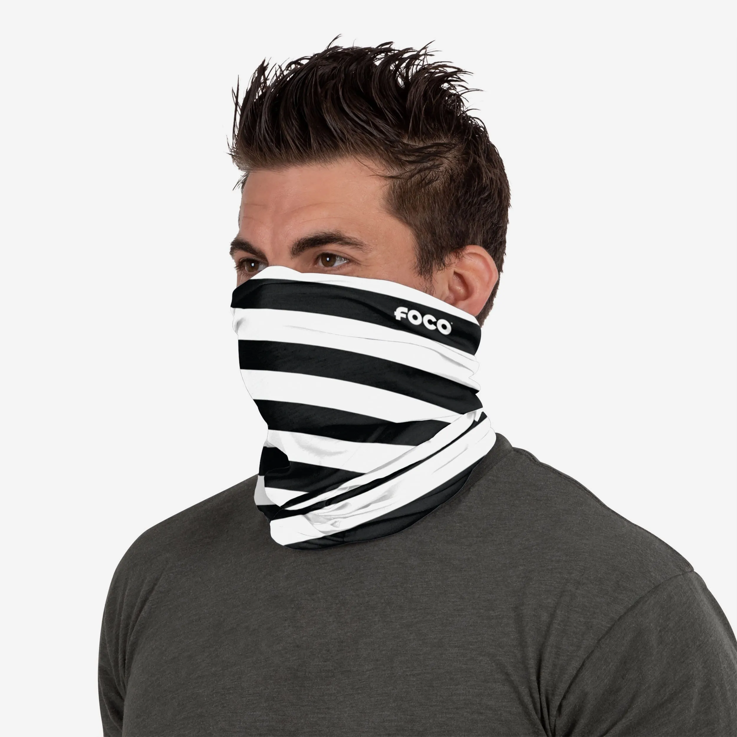 Black & White Stripes Brushed Polyester Gaiter Scarf