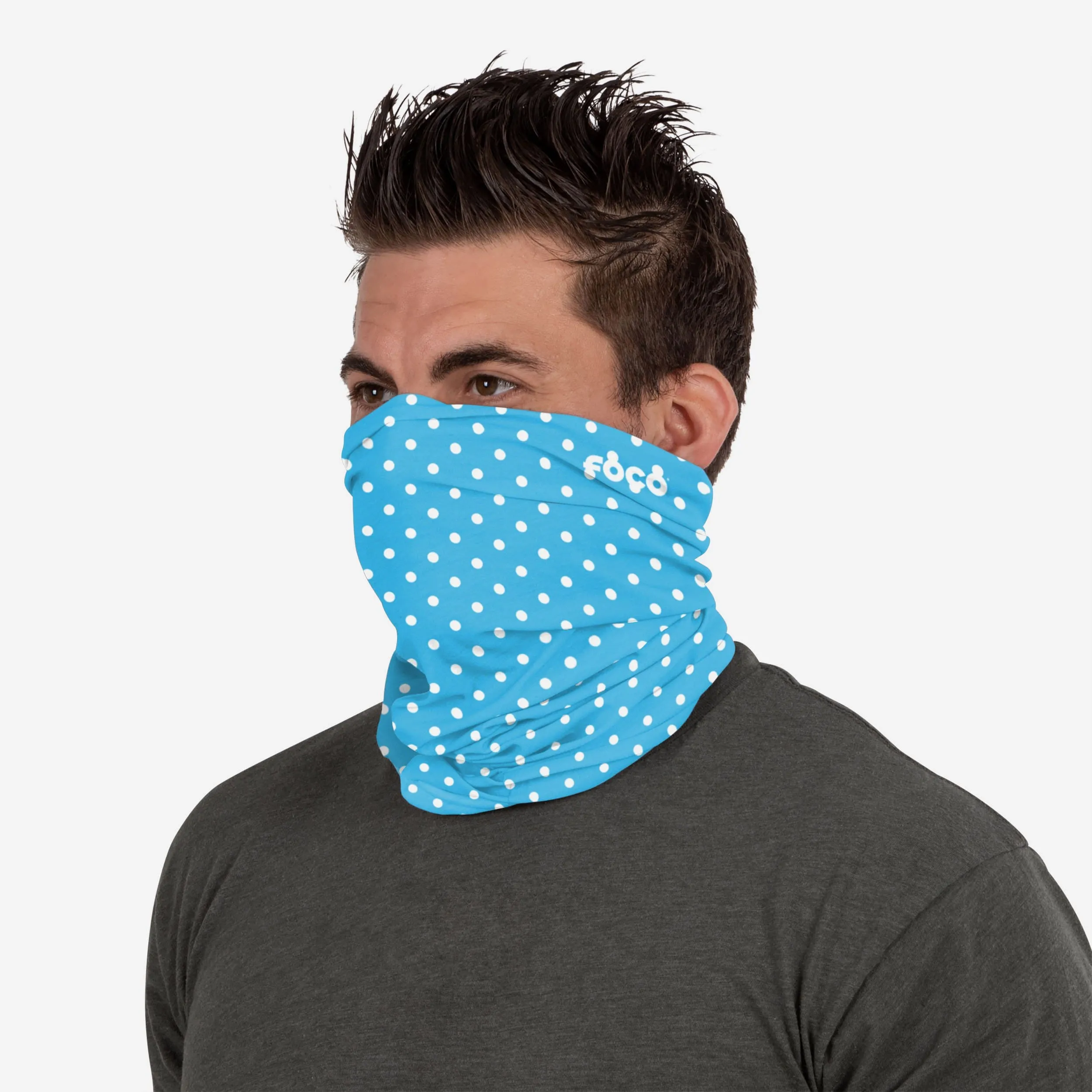 Blue Polka Dots Polyfleece Gaiter Scarf