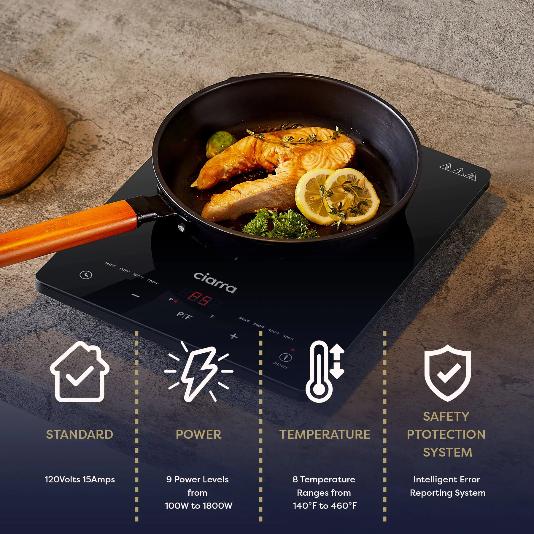 Ciarra Portable Induction Cooktop 1800W with Touch Control CATIH1-OW