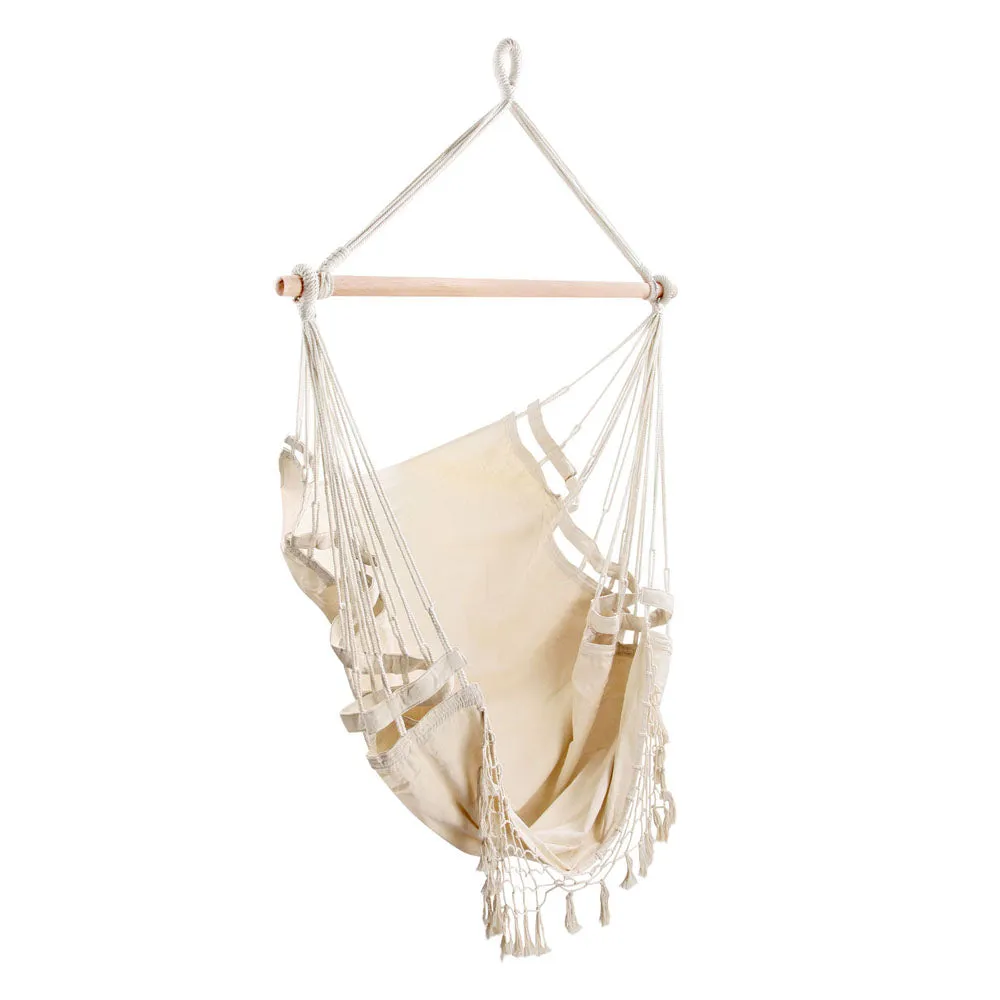 Cream Hanging Hammock Chair Polyester Cotton Outdoor Gardeon