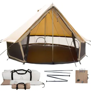 essential Regatta Canvas Bell Tent, 360 Mesh, Sandstone Beige, 13', Water Repellent Glamping Yurt