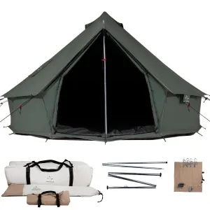 everyday Regatta Canvas Bell Tent, 360 Mesh, Sandstone Beige, 13', Water Repellent Glamping Yurt