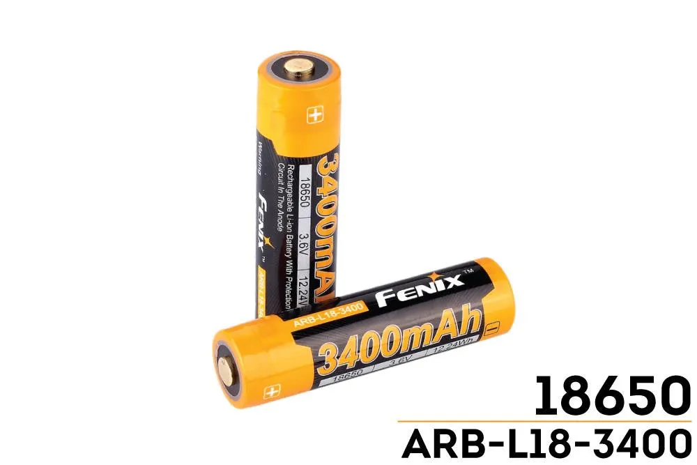 Fenix ARB L18-3400 Protected 3400mAh type 18650 Rechargeable Li-ion Battery for TK75 TK16 P12 TK35 PD35 PD32 TK09 TM26 ARE-X2 ARE-C1 Plus  ARE-C2 and other High Drain Devices