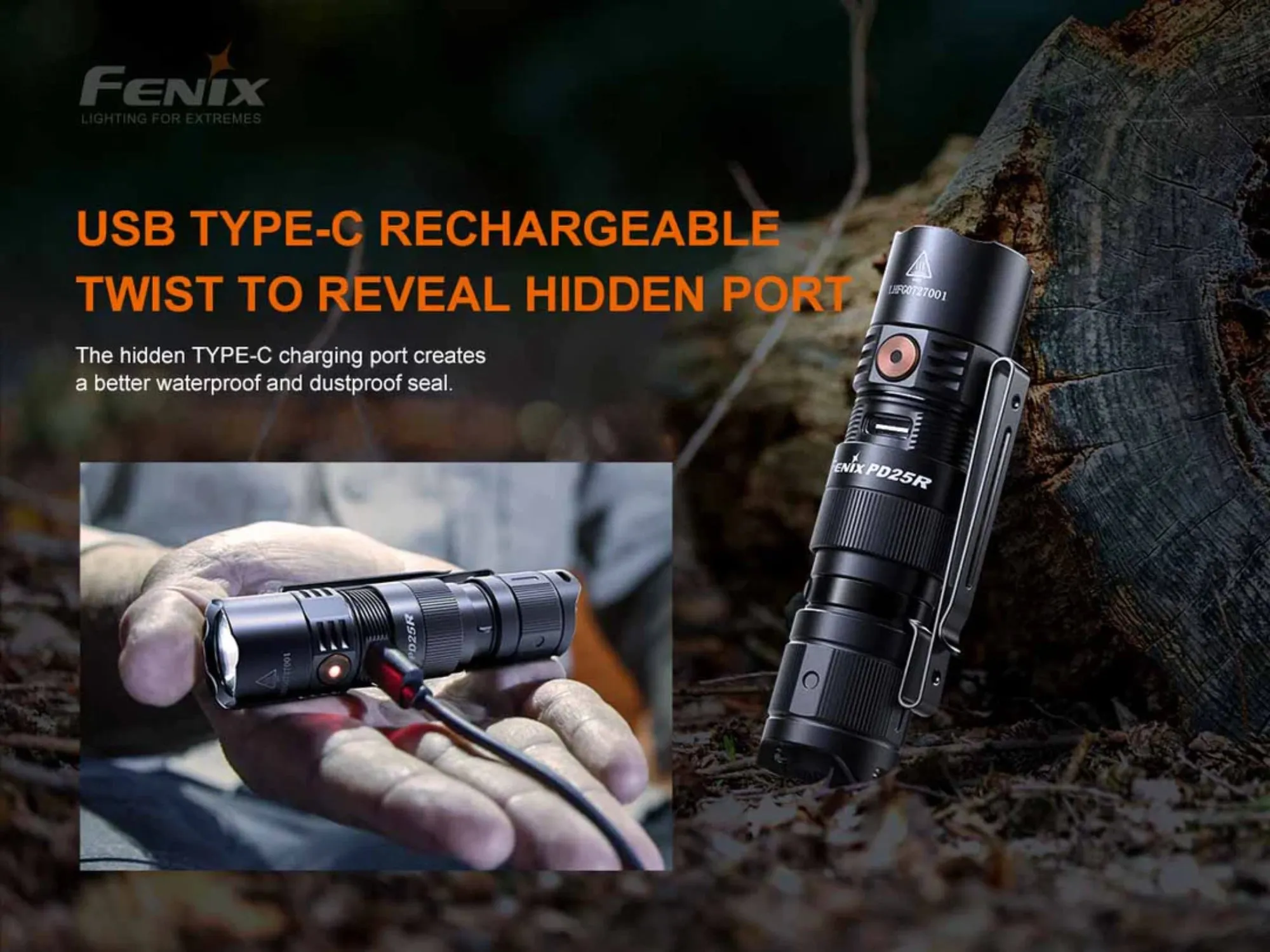 Fenix PD25R 800 Lumen EDC Flashlight, USB-C Rechargeable