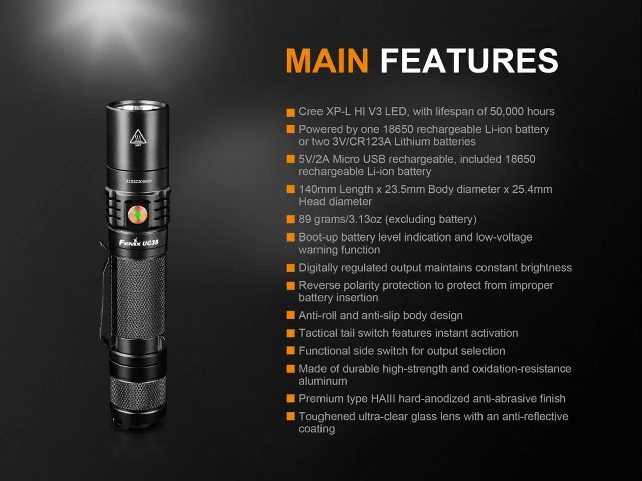 Fenix UC35 V2.0 Rechargeable Flashlight