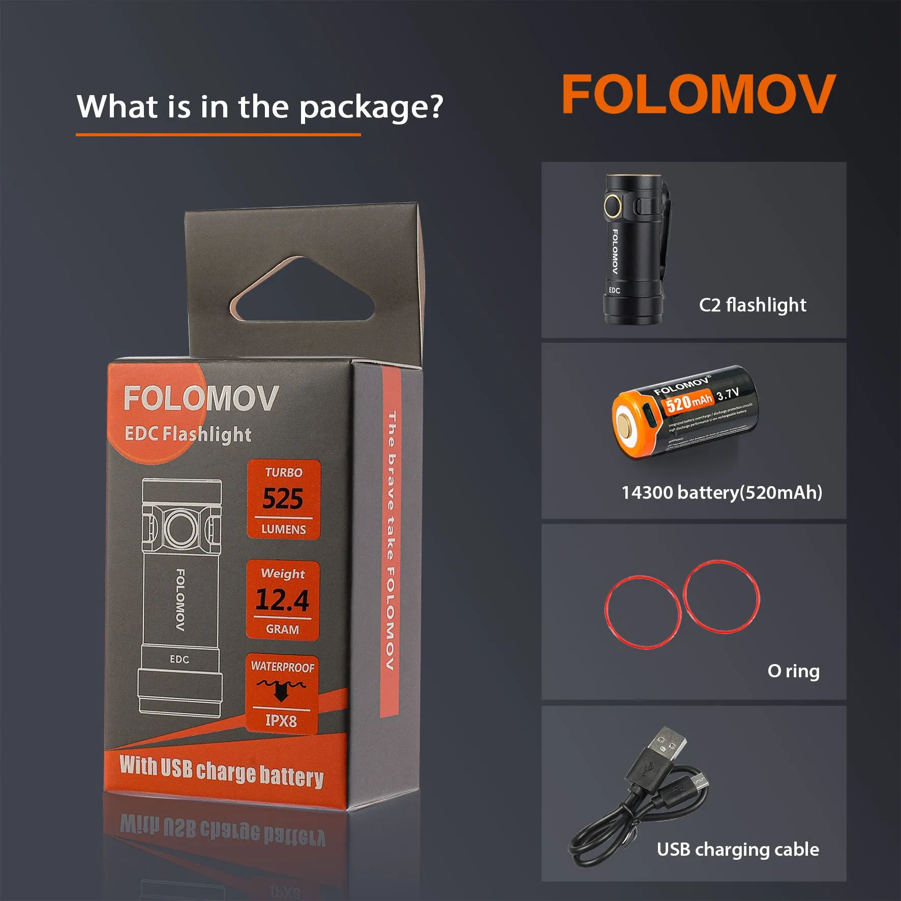 Folomov C2 525lm 14300 Ultra Compact LED Flashlight