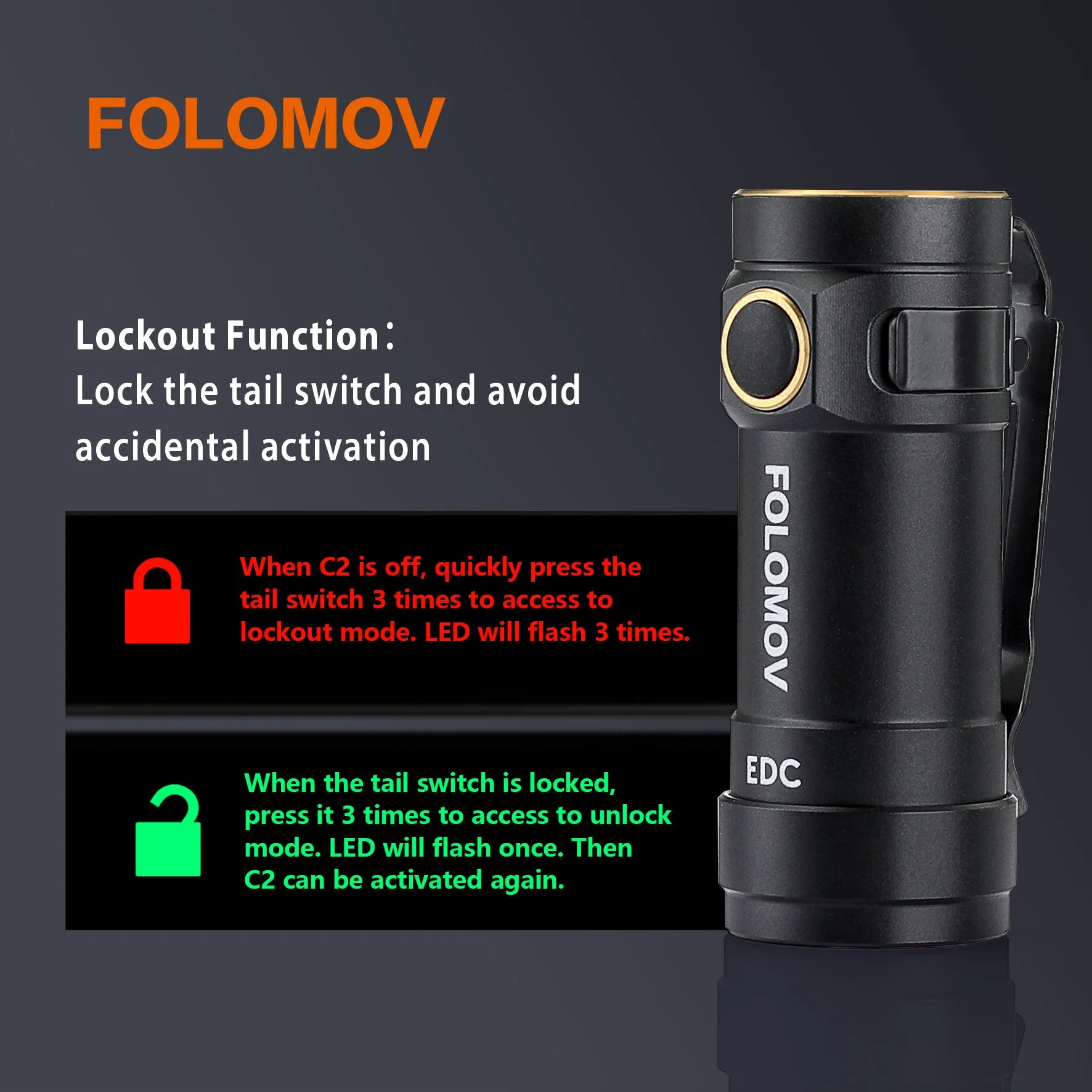 Folomov C2 525lm 14300 Ultra Compact LED Flashlight