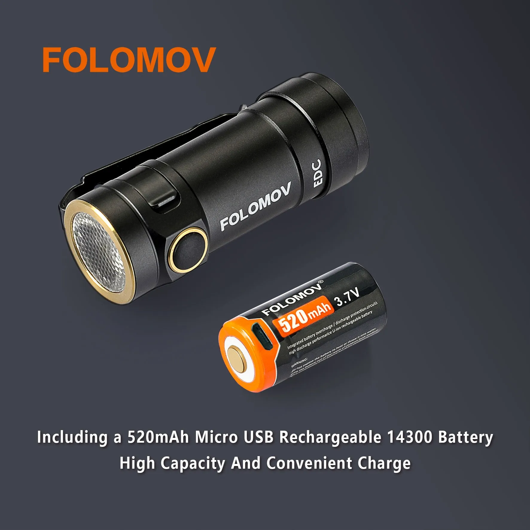 Folomov C2 525lm 14300 Ultra Compact LED Flashlight