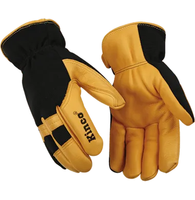 Kinco 101HK Golden Premium Grain Deerskin Easy-On Cuff Thermal Insulation Gloves (One Dozen)