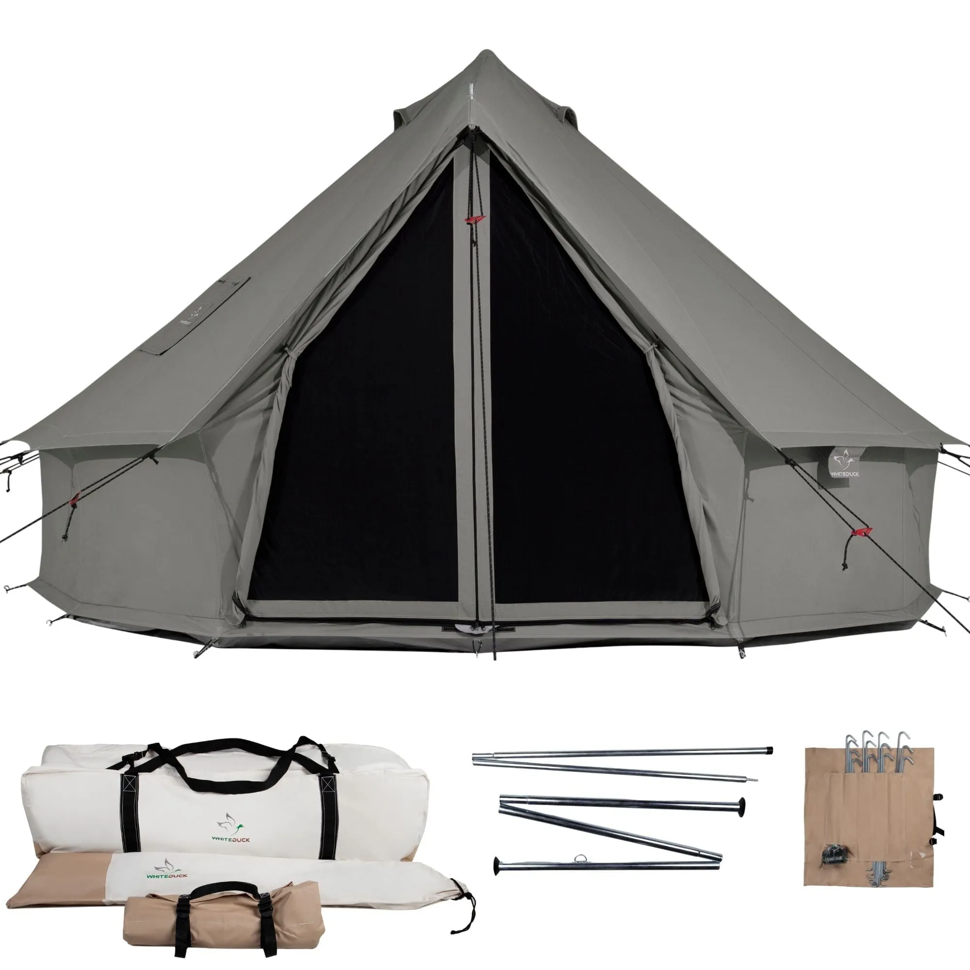 relaxed Regatta Canvas Bell Tent, 360 Mesh, Sandstone Beige, 13', Water Repellent Glamping Yurt