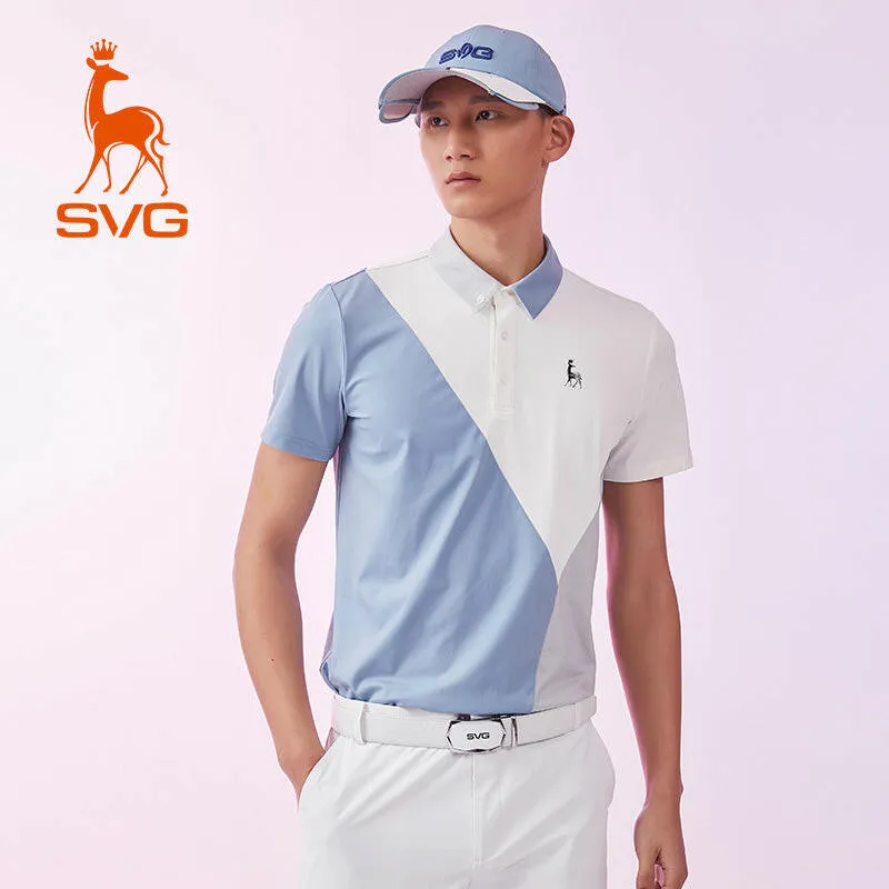 SVG Golf Men's Color Block Short Sleeve Polo Shirt