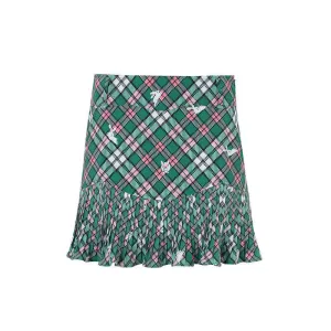 SVG Pleated Skort Plaid Printed Mini Short Skirt