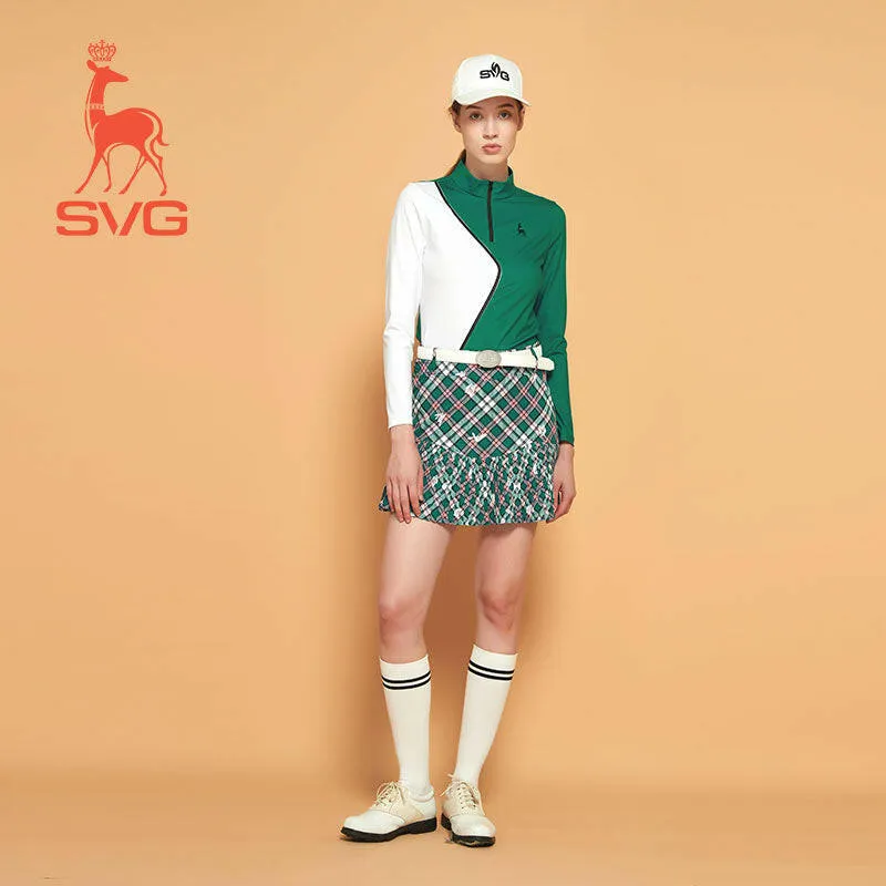 SVG Pleated Skort Plaid Printed Mini Short Skirt